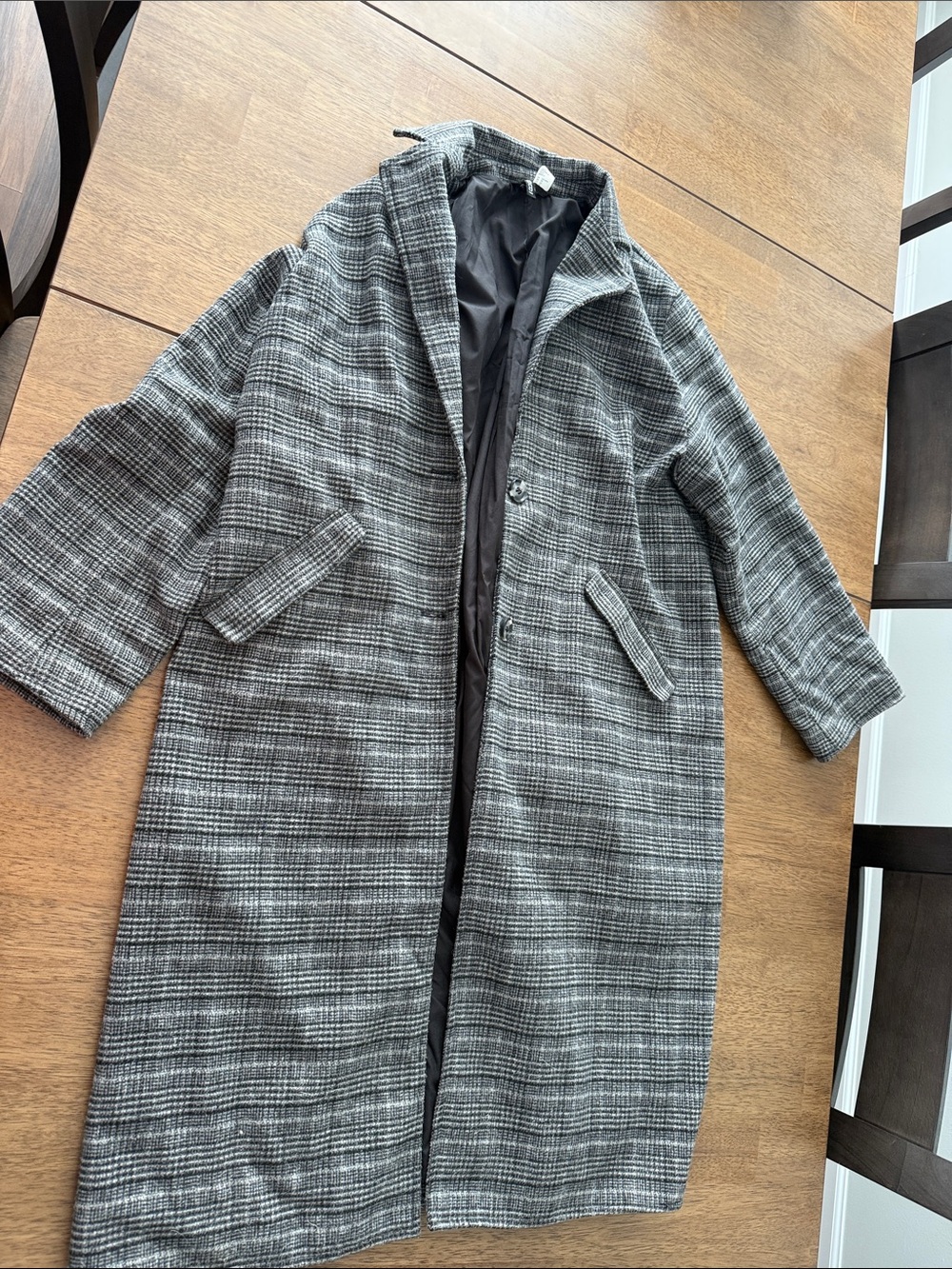 Divided Gray Plaid Trench Coat
